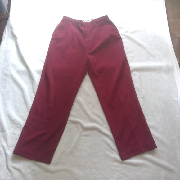 Classics By Haggar Maroon Pleated Trouser Casual Loose Fit Pant Boot/Straight 😍 - Picture 1 of 16